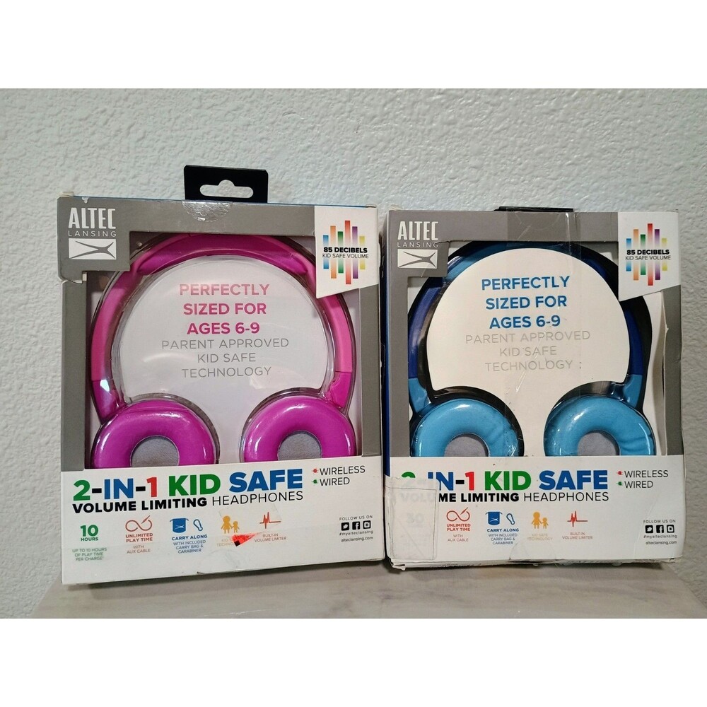 Altec Lansing Kid Safe 2-in-1 Bluetooth Wireless Kid's Headphones - Pair Sealed
